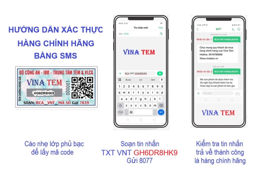 Hướng dẫn xác thực hàng chính hãng bằng sms
